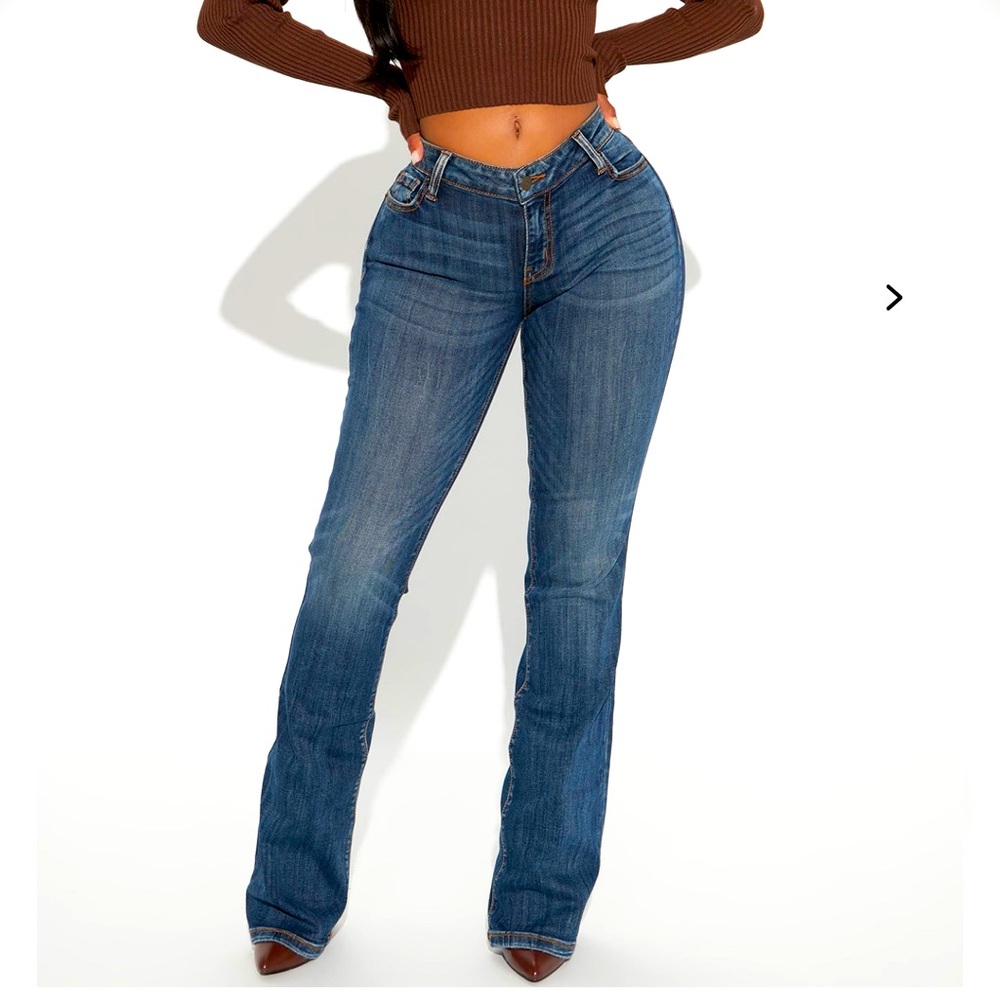 “out of my way low rise boot cut jeans”